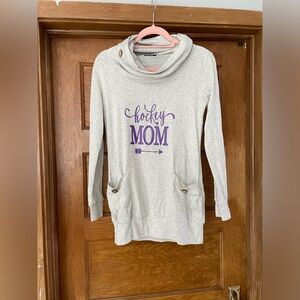 Hockey Mom‎ Cowl Neck with Wooden Buttons